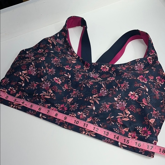 Old Navy Pink and Blue Floral Sports Bra powersoft medium support go dry sz 2X - Picture 5 of 6